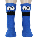 Sesame Street Socks 3D Eyes Cookie Monster Adult Chenille Fuzzy Plush Crew Socks