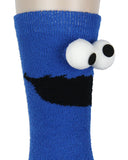 Sesame Street Socks 3D Eyes Cookie Monster Adult Chenille Fuzzy Plush Crew Socks