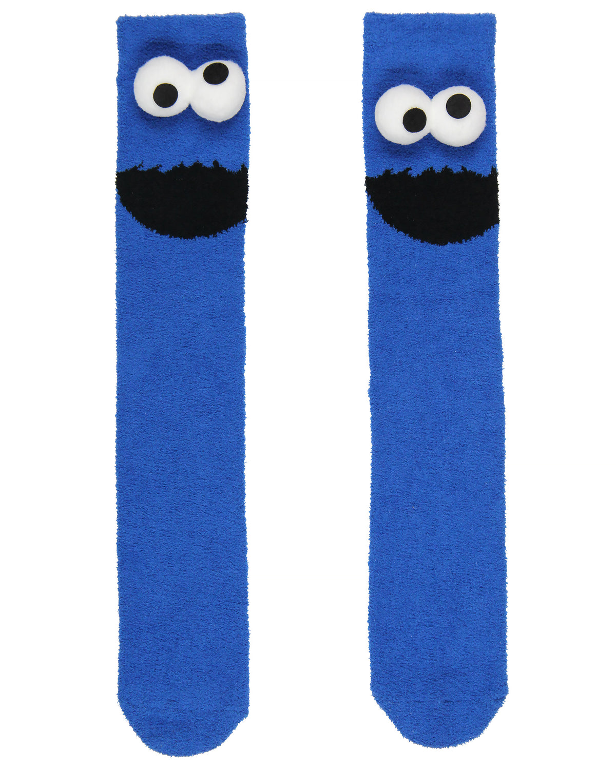 Sesame Street Socks 3D Eyes Cookie Monster Adult Chenille Fuzzy Plush Crew Socks