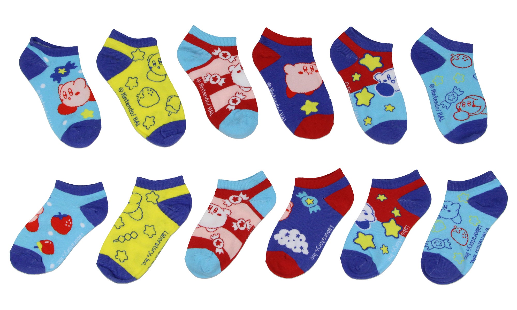 Kirby Character Game Design 6-Pack Youth No Shoe Ankle Socks Size 7-9