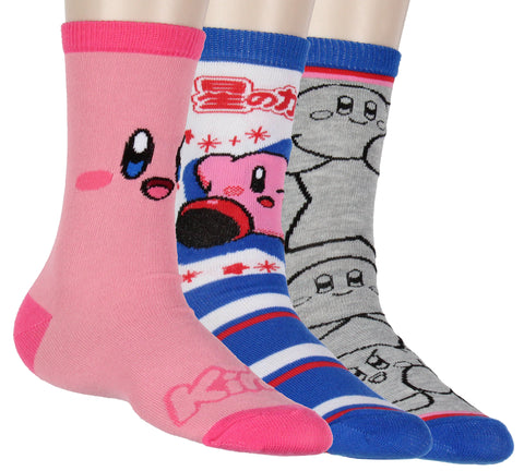 Nintendo Kirby Women's 3-Pack Character Design Anime Crew Socks