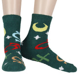 Sailor Moon Socks Women's Artemis And Luna 3D Ears Fuzzy Mid-Calf Crew Socks