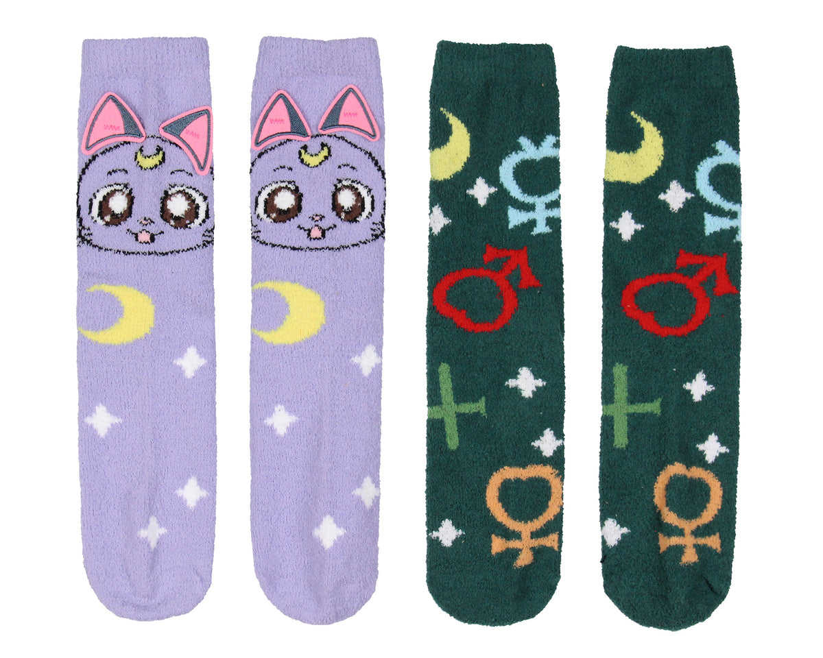 Sailor Moon Socks Women's Artemis And Luna 3D Ears Fuzzy Mid-Calf Crew Socks