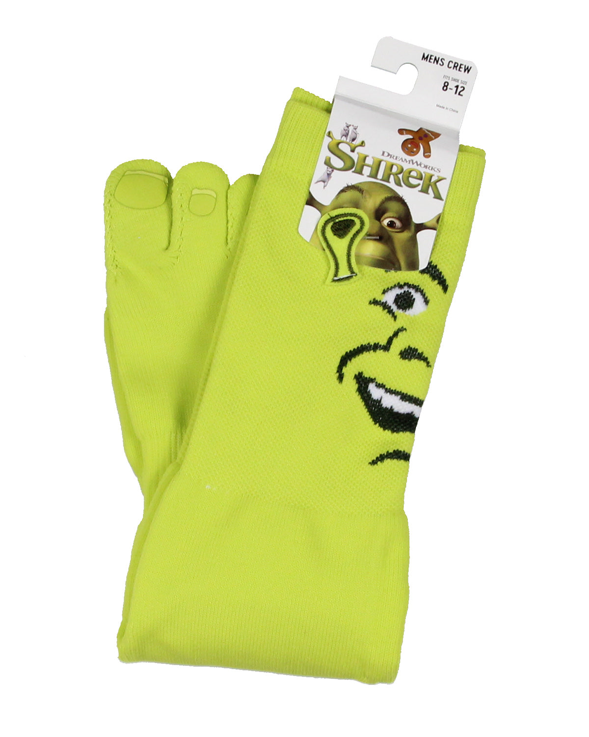 Shrek Big Face 3D Ears Character Design Individual Toes Crew Socks