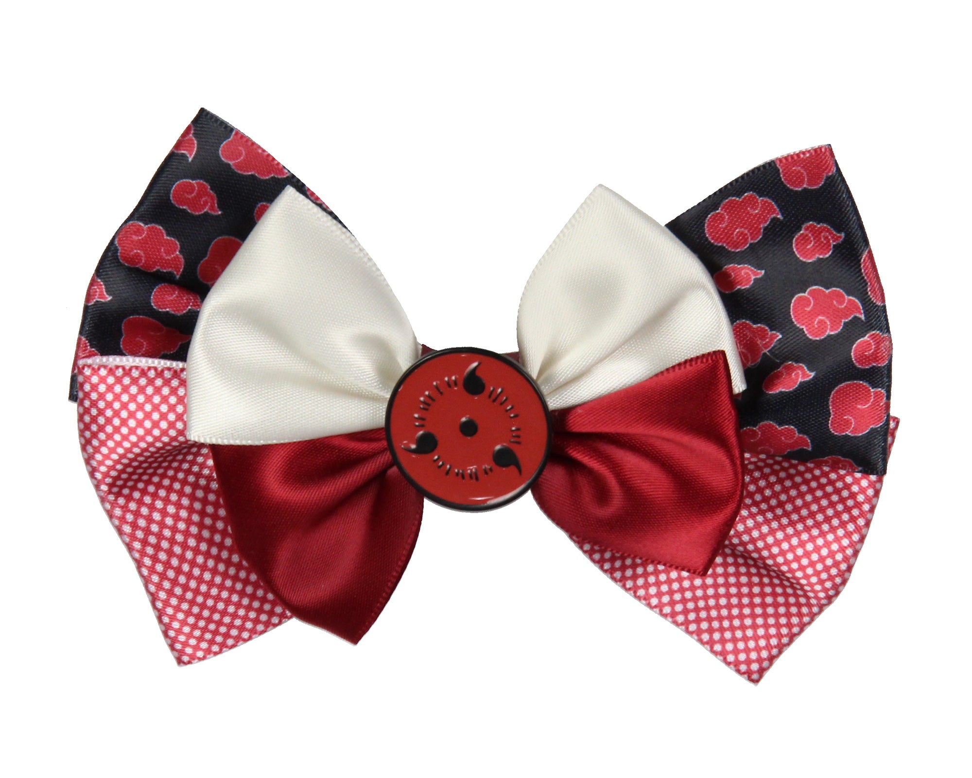 Naruto Shippuden Red Cloud Design Hidden Leaf Charm Alligator Hair Clip Bow
