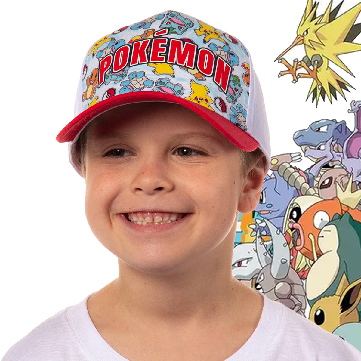 Pokemon Character Collage Sublimated Youth Snapback Trucker Hat OSFM