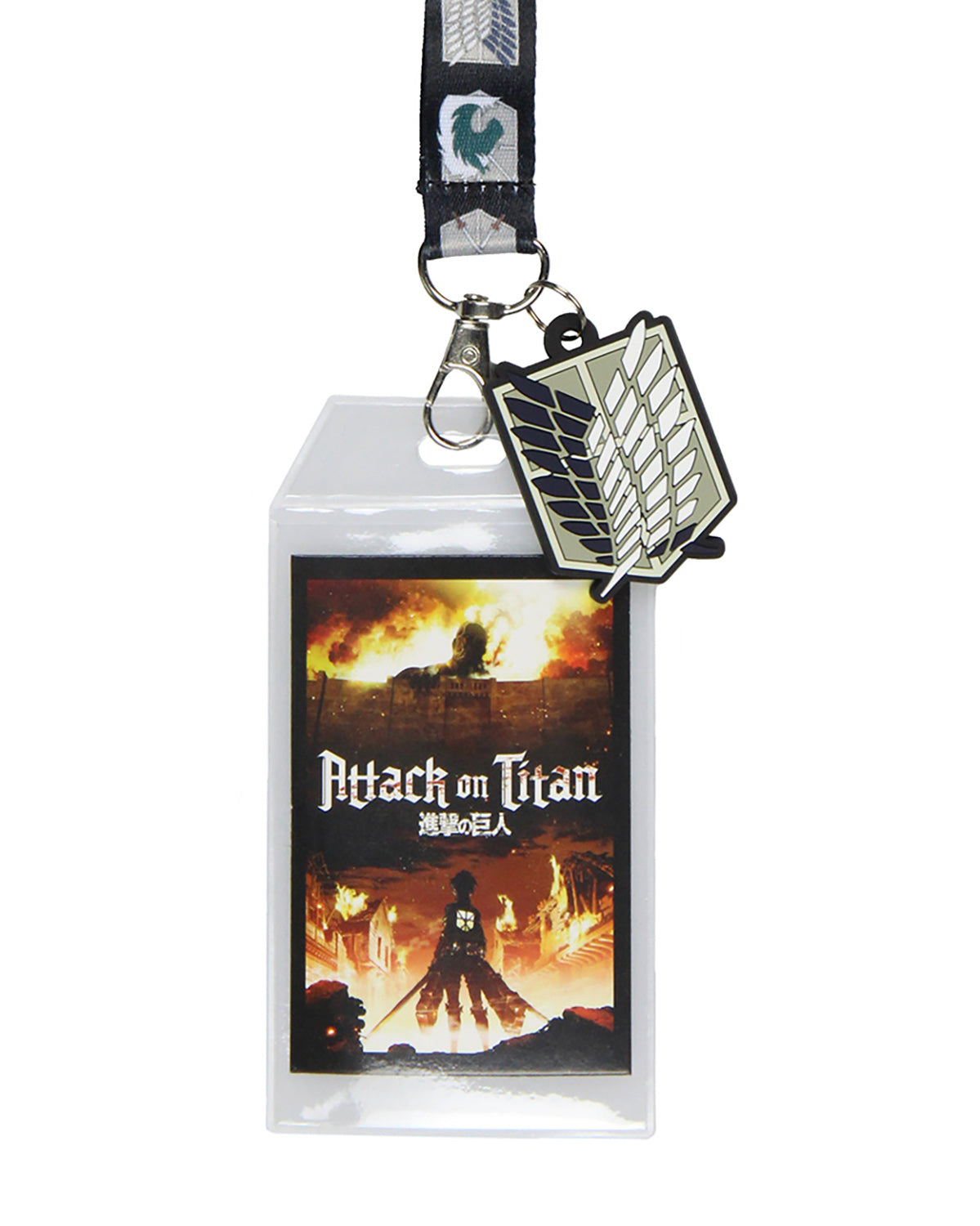 Attack on Titan Reversible ID Lanyard Breakaway Badge Holder with 2" Rubber Charm