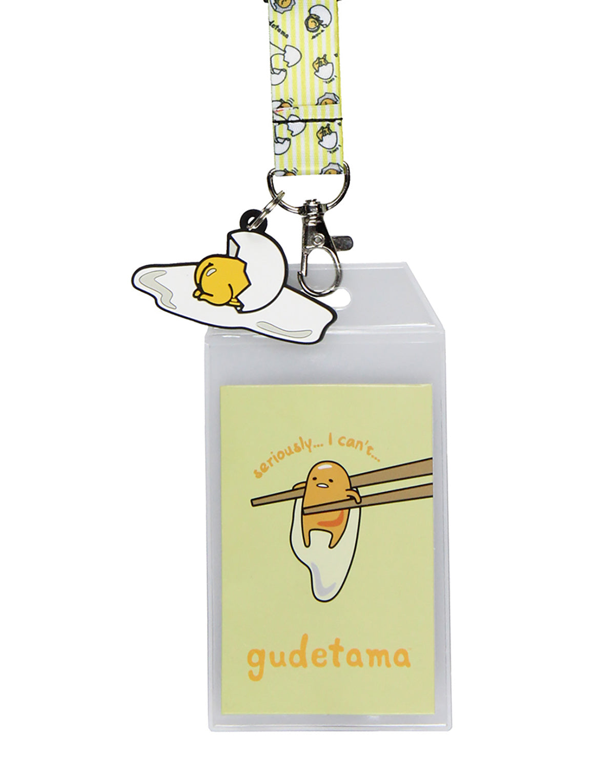 Sanrio Gudetama I Can't ID Badge Holder Breakaway Lanyard w/ 2" Charm