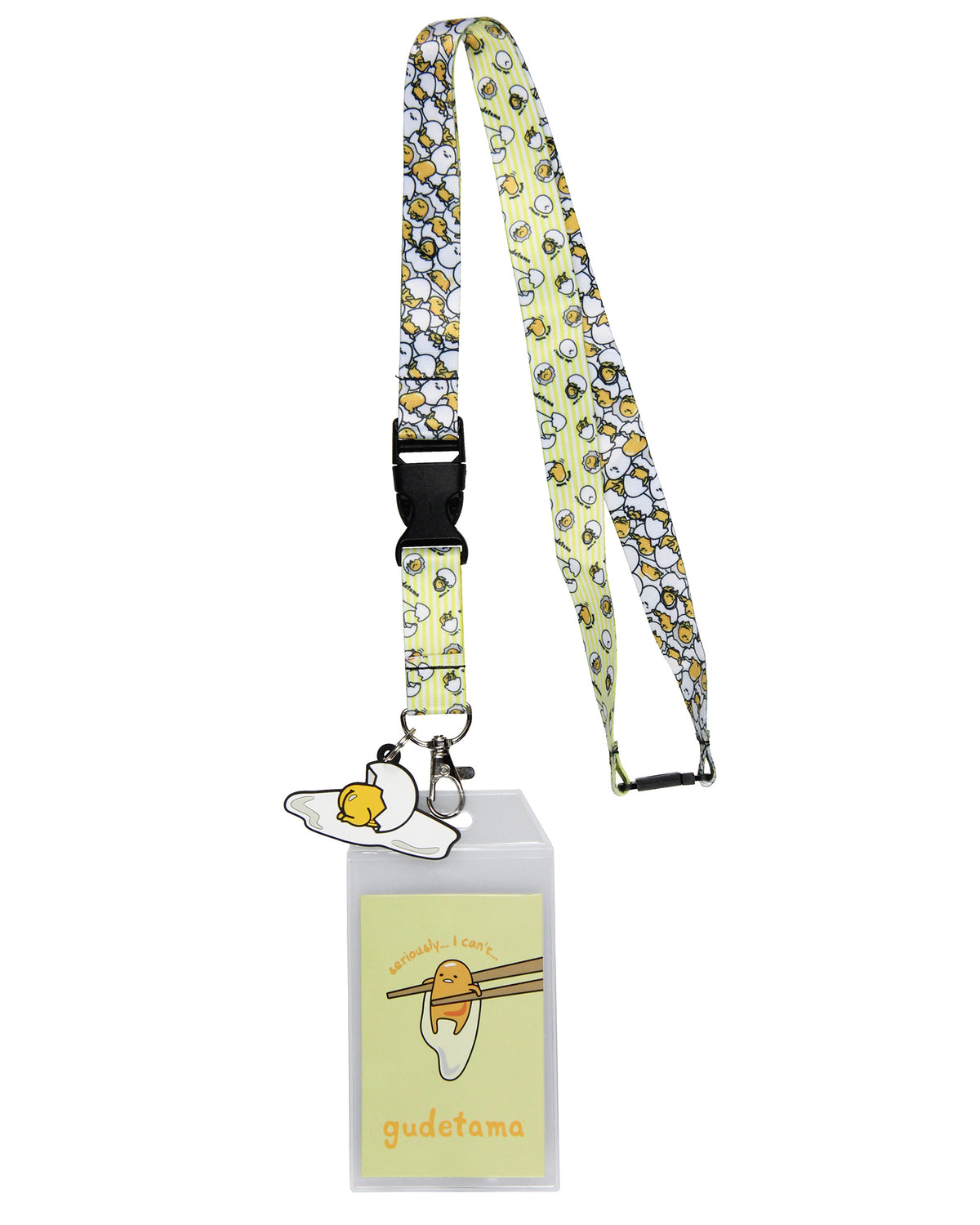 Sanrio Gudetama I Can't ID Badge Holder Breakaway Lanyard w/ 2" Charm