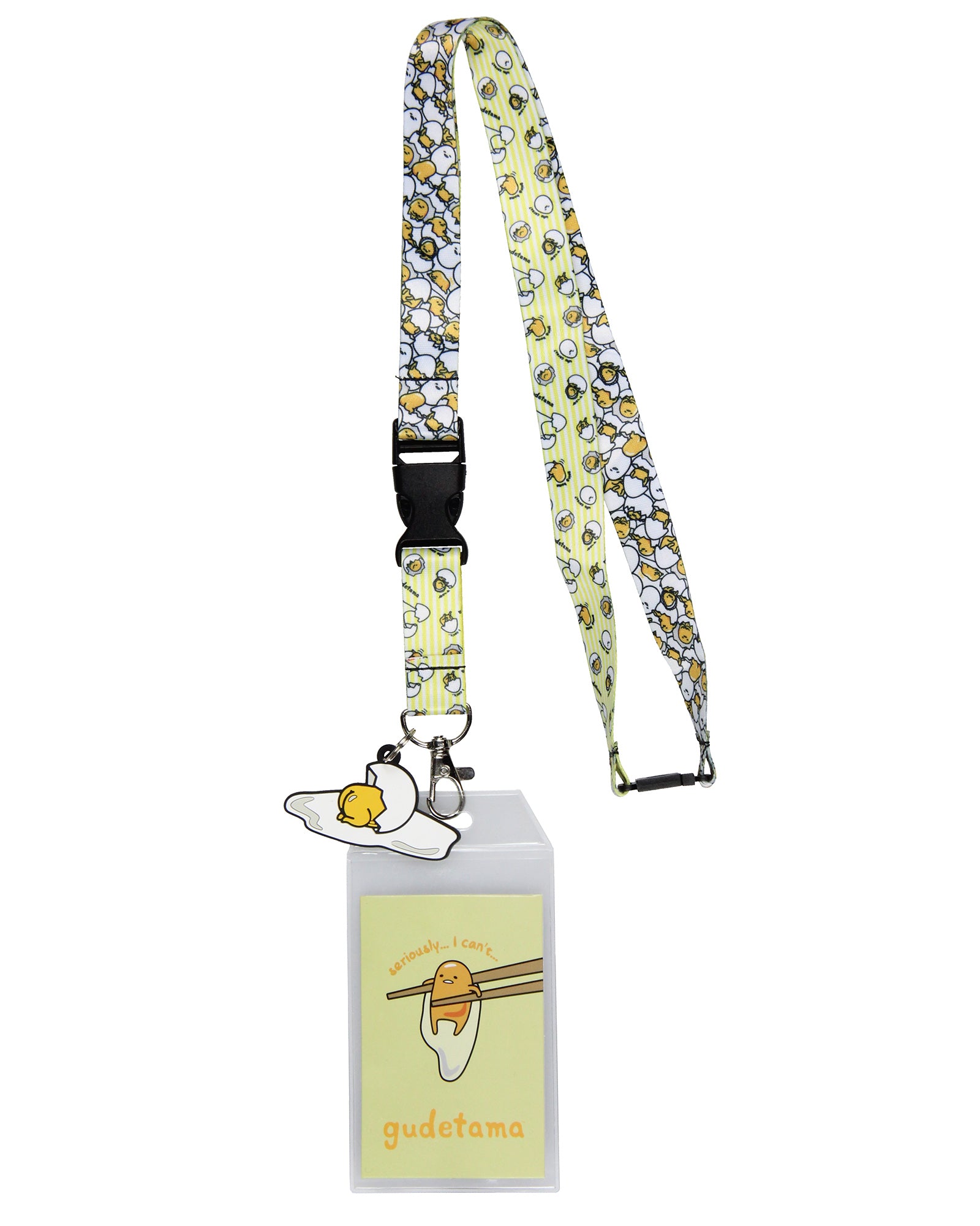 Sanrio Gudetama I Can't ID Badge Holder Breakaway Lanyard w/ 2" Charm