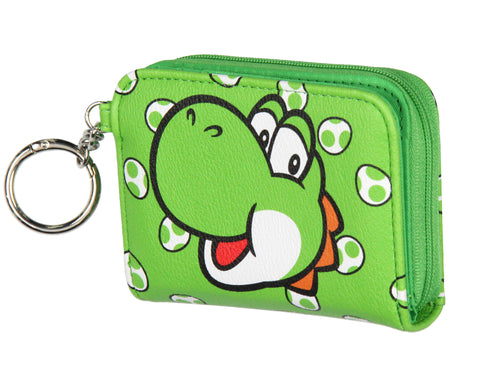 Super Mario Yoshi Compact Wallet With Snap Closure And Zipper Compartment