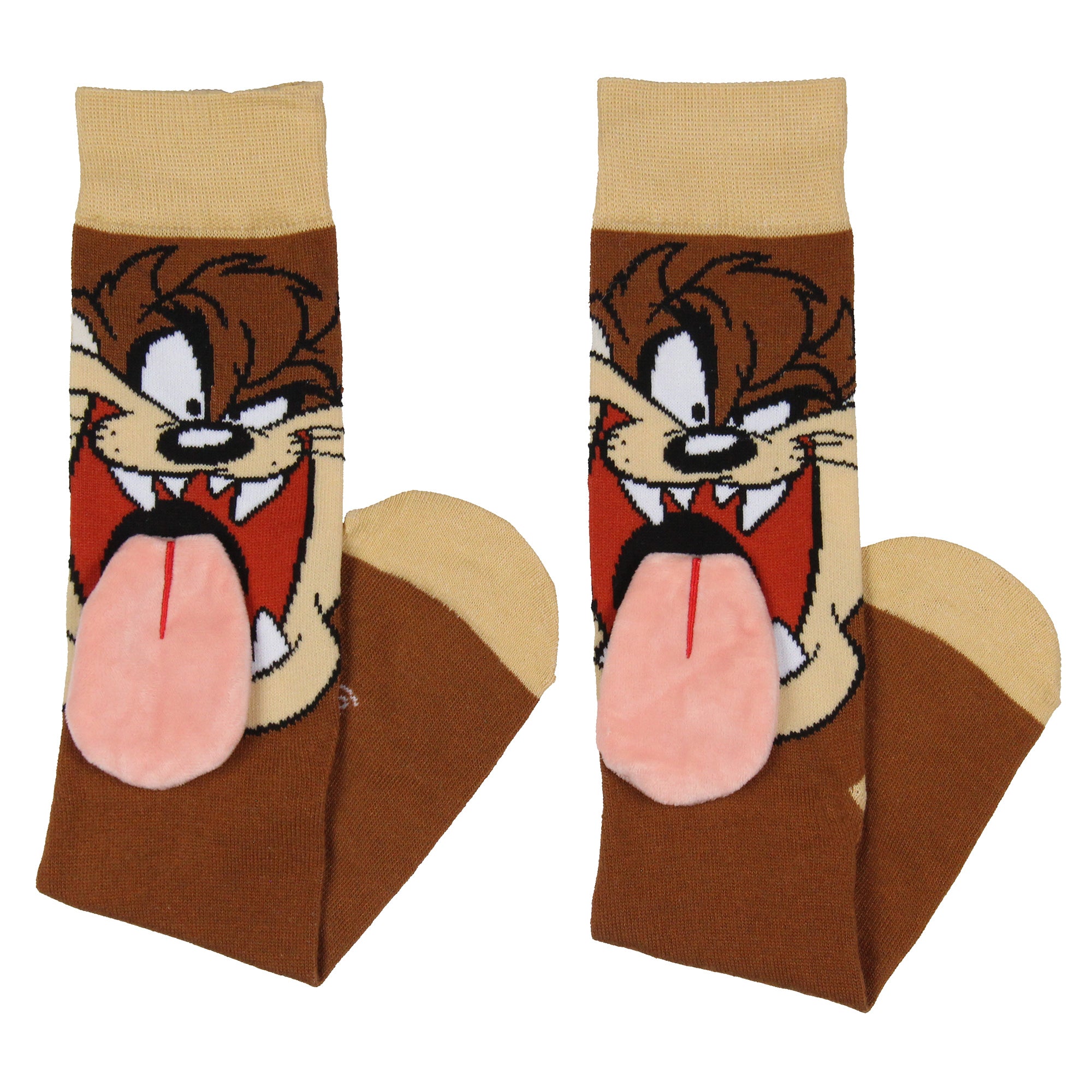 Looney Tunes Tasmanian Devil 3D Velvet Tongue Adult Costume Crew Socks