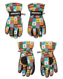 Minecraft Youth Ski Gloves All-Over Symbol Design with Sure Grip Liners