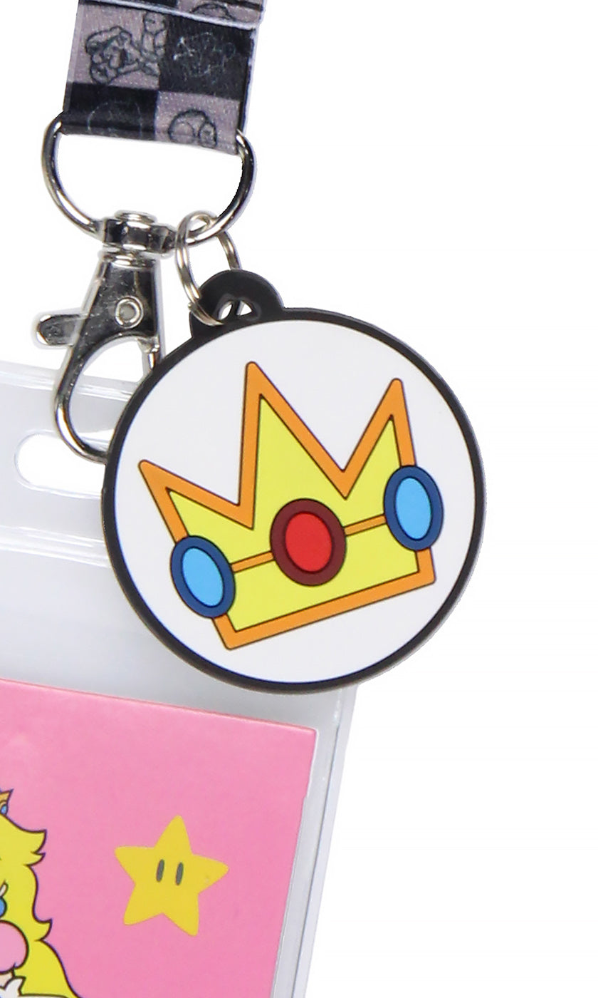 Nintendo Super Mario Princess Peach ID Badge Holder Lanyard w/ Charm
