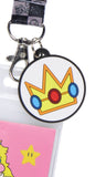Nintendo Super Mario Princess Peach ID Badge Holder Lanyard w/ Rubber Charm
