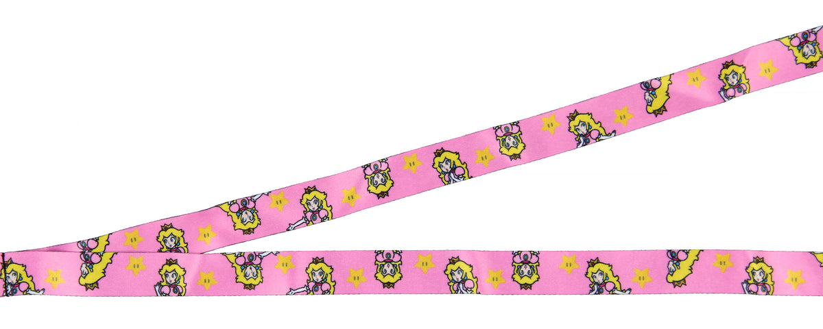 Nintendo Super Mario Princess Peach ID Badge Holder Lanyard w/ Charm