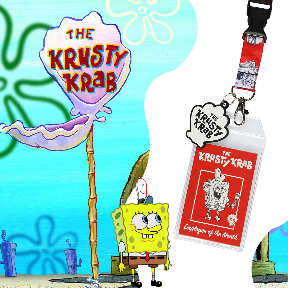 Spongebob Squarepants Krusty Krab Employee of the Month Lanyard ID Badge Holder