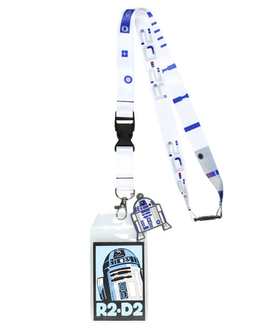 Star Wars R2-D2 Robot Droid Lanyard ID Badge Holder With 2.5" Rubber Charm
