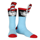 Dr. Seuss Cat in The Hat 3D Striped Hat Design Chenille Men's Crew Socks