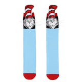 Dr. Seuss Cat in The Hat 3D Striped Hat Design Chenille Men's Crew Socks