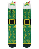 Elf The Movie Buddy 3D Costume Design Men's Crew Socks With Felt Hat and Feather