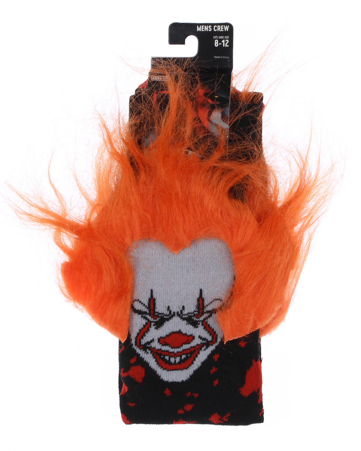 IT Pennywise The Clown Fuzzy Hair Character Design Horror Film Men's Crew Socks