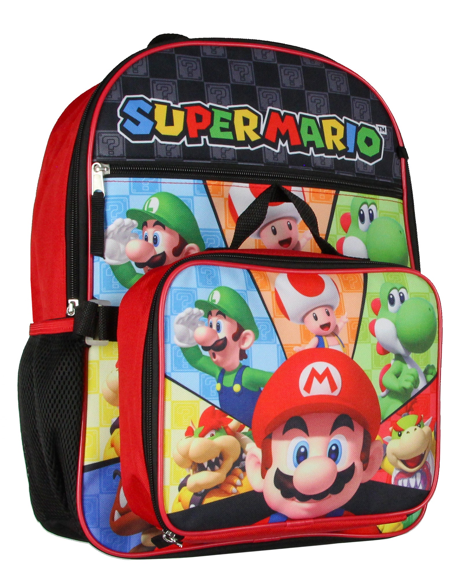 Super Mario Multicharacter 5PC Kids Lunch Box And Backpack Set 16"