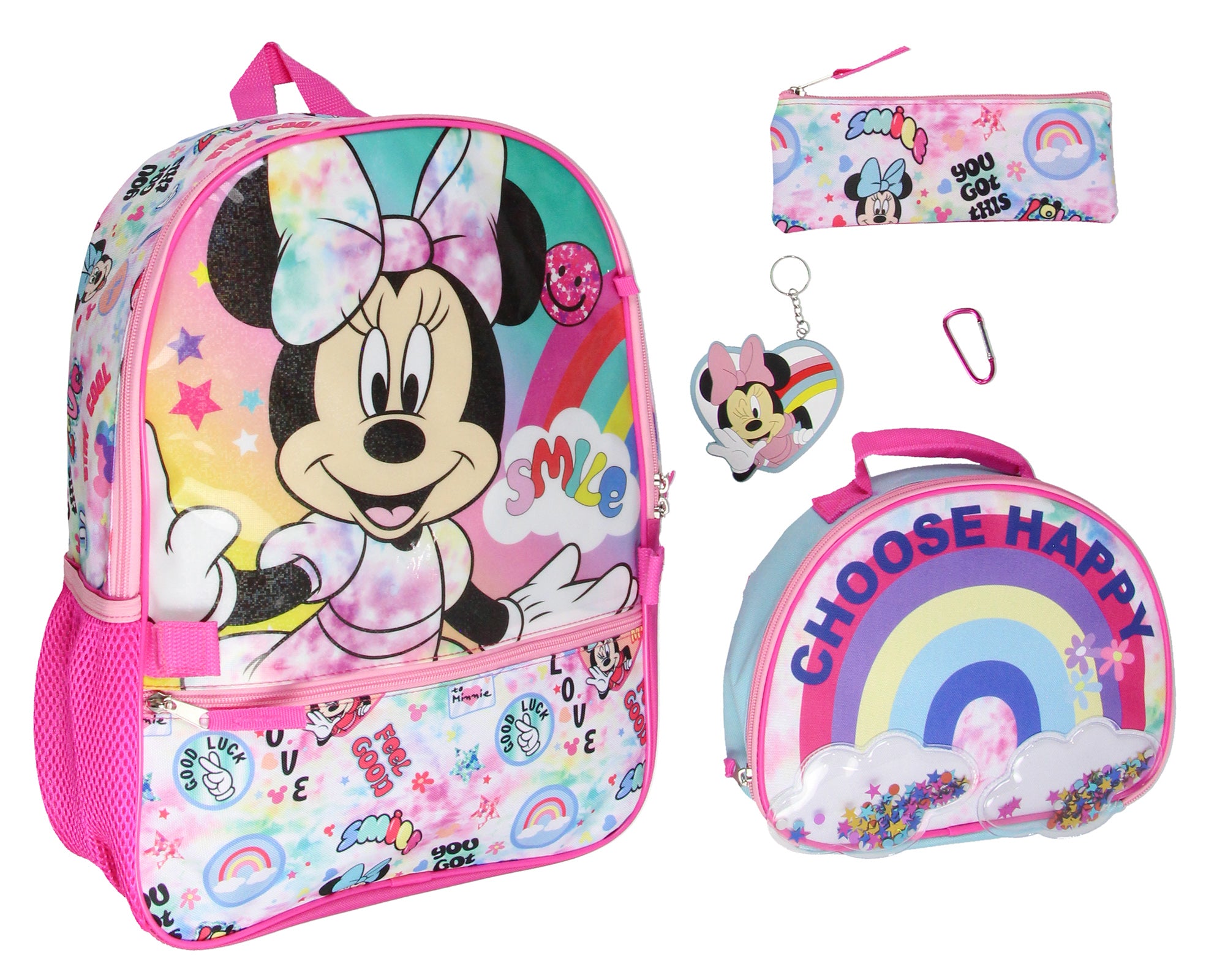 Disney Minnie Mouse Choose Happy Backpack Lunch Box 5pc Set 16"