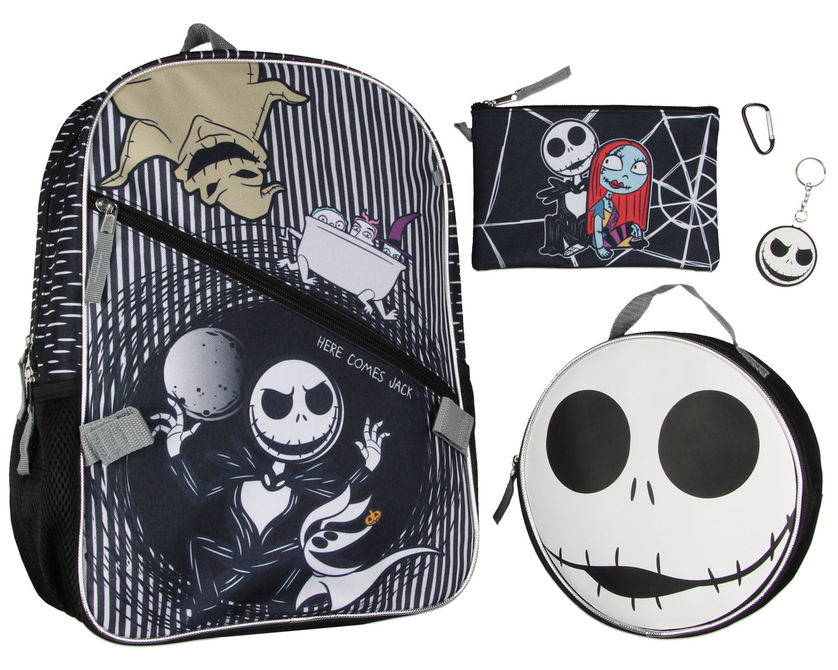 Disney Nightmare Before Christmas Jack Skellington 5 Pc Backpack Lunch Box 16"