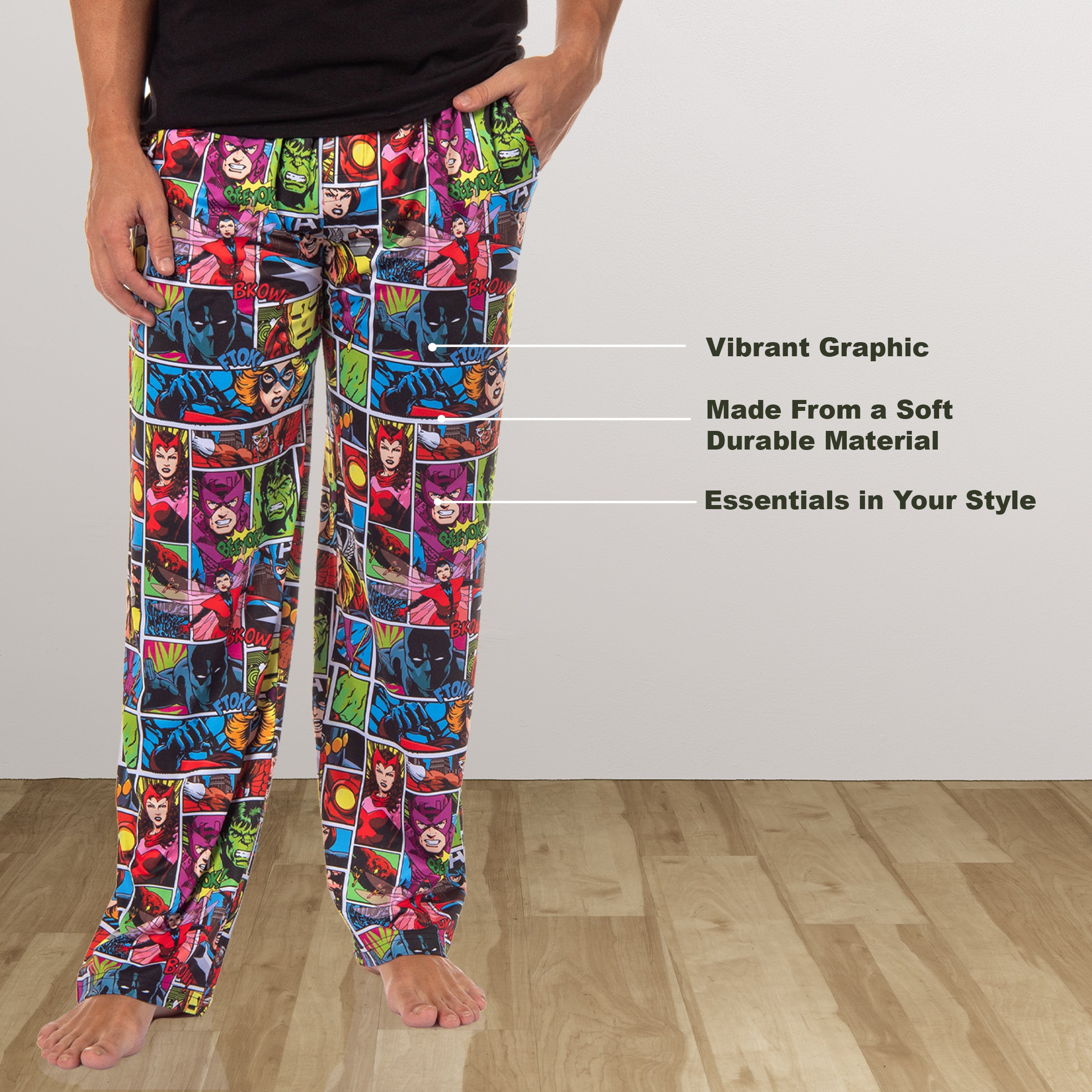 Marvel Comics Men's Superhero Character Sleep Adult Lounge Pajama Pants