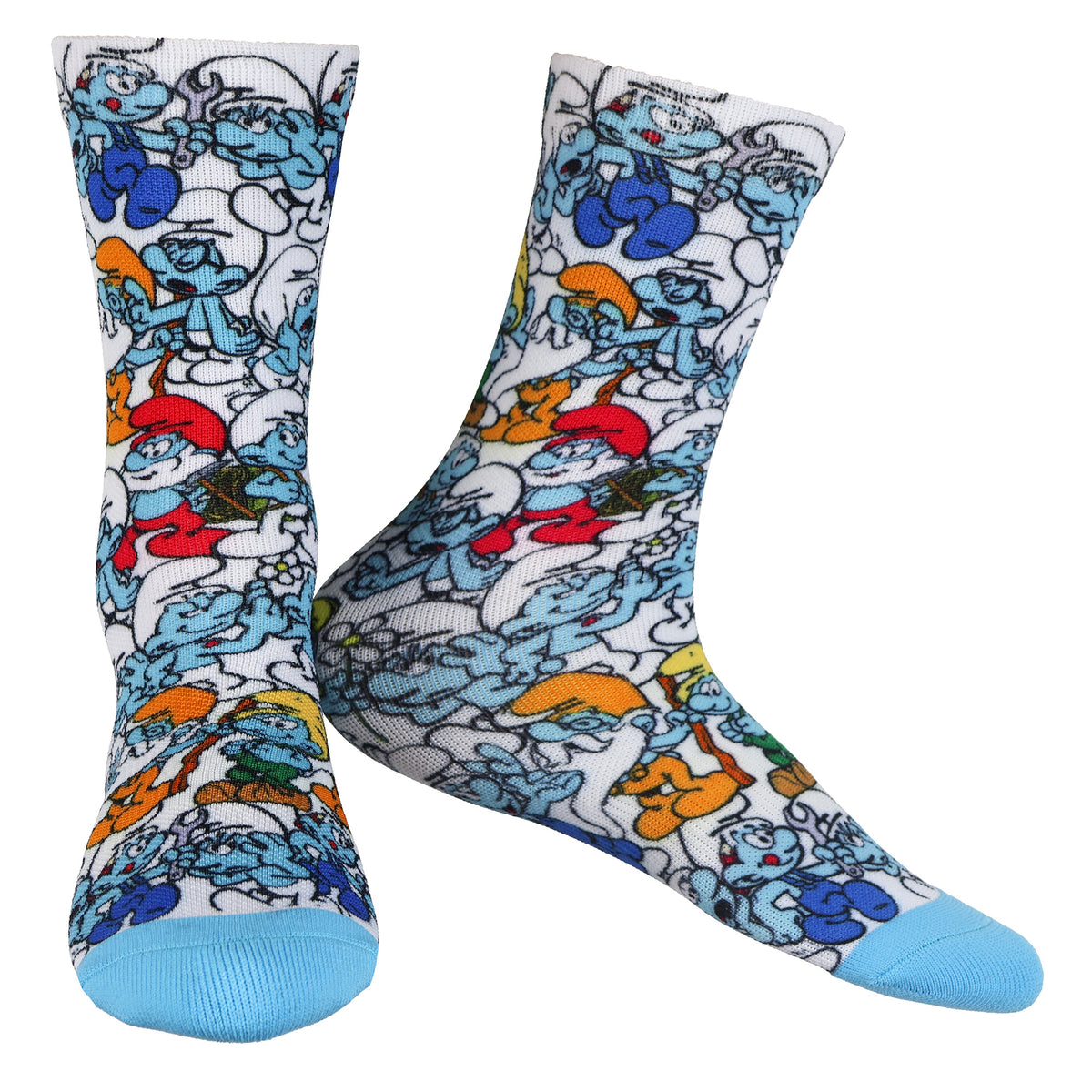 Smurfs Crew Socks Talk Of The Town All-Over Print Character OSFM 1-Pair Adult