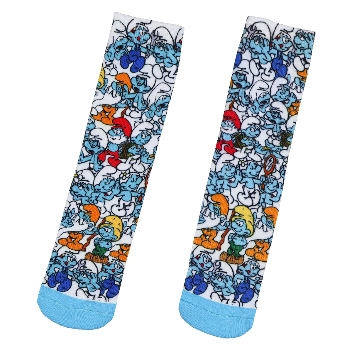 Smurfs Crew Socks Talk Of The Town All-Over Print Character OSFM 1-Pair Adult
