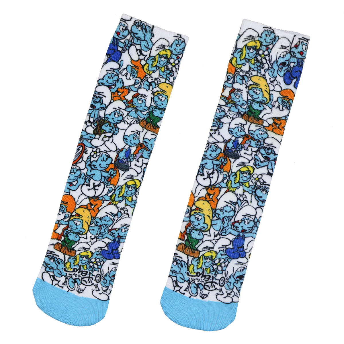 Smurfs Crew Socks Talk Of The Town All-Over Print Character OSFM 1-Pair Adult