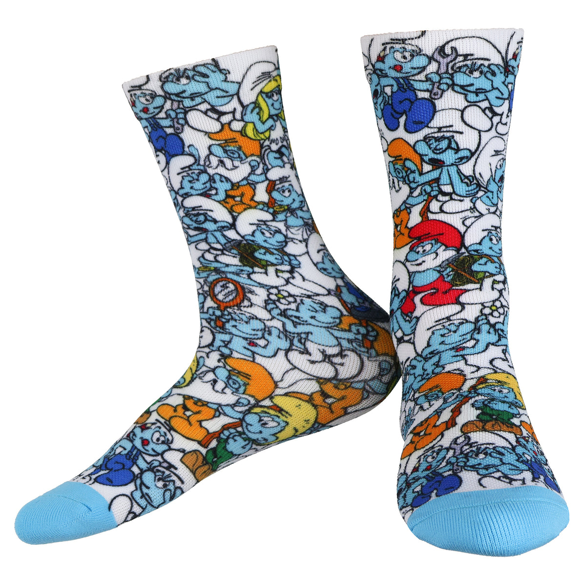 Smurfs Crew Socks Talk Of The Town All-Over Print Character OSFM 1-Pair Adult