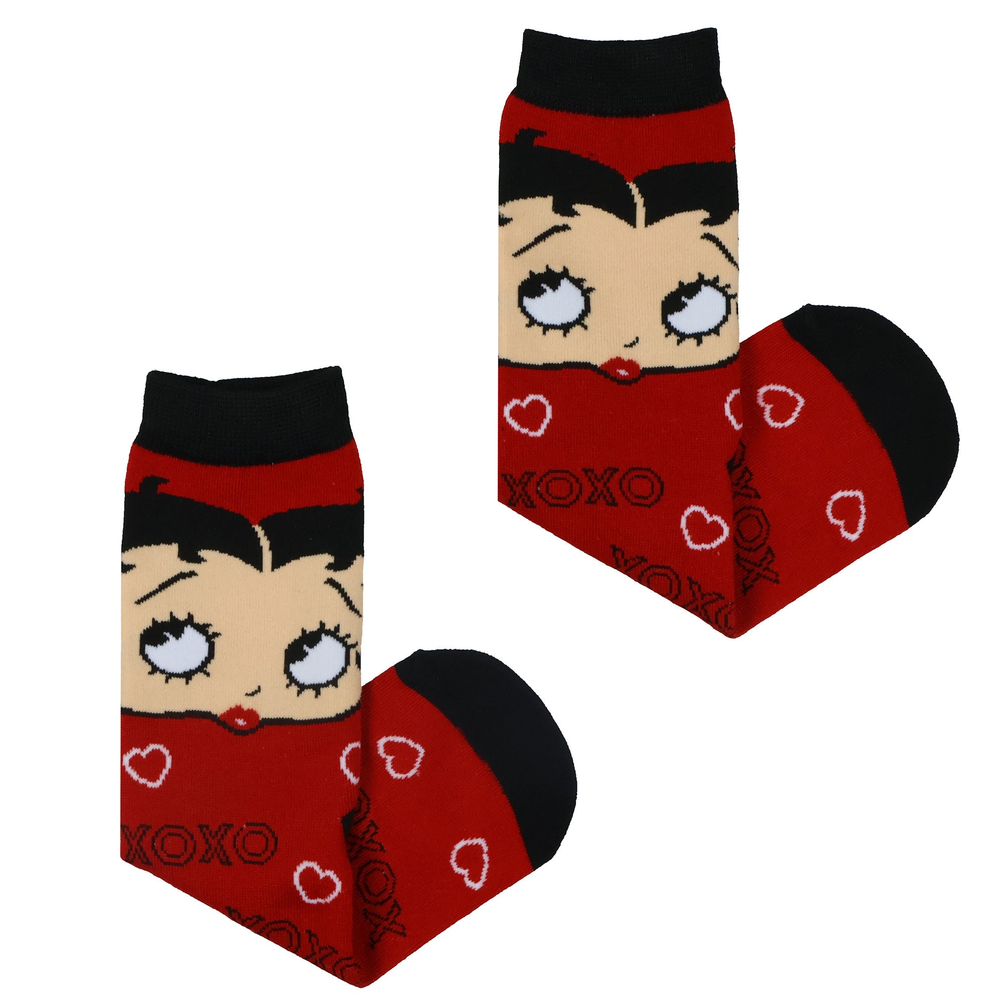 Betty Boop Socks Women's XOXO Character Design Quarter Ankle Socks 1 Pair
