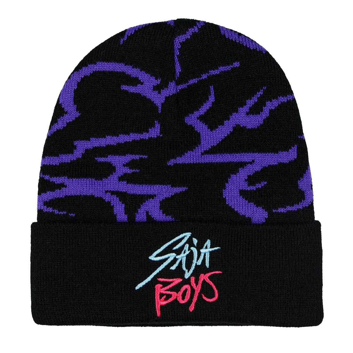 K-Pop Demon Hunters Beanie Saja Boys Embroidered Women's Knit Cuff Hat