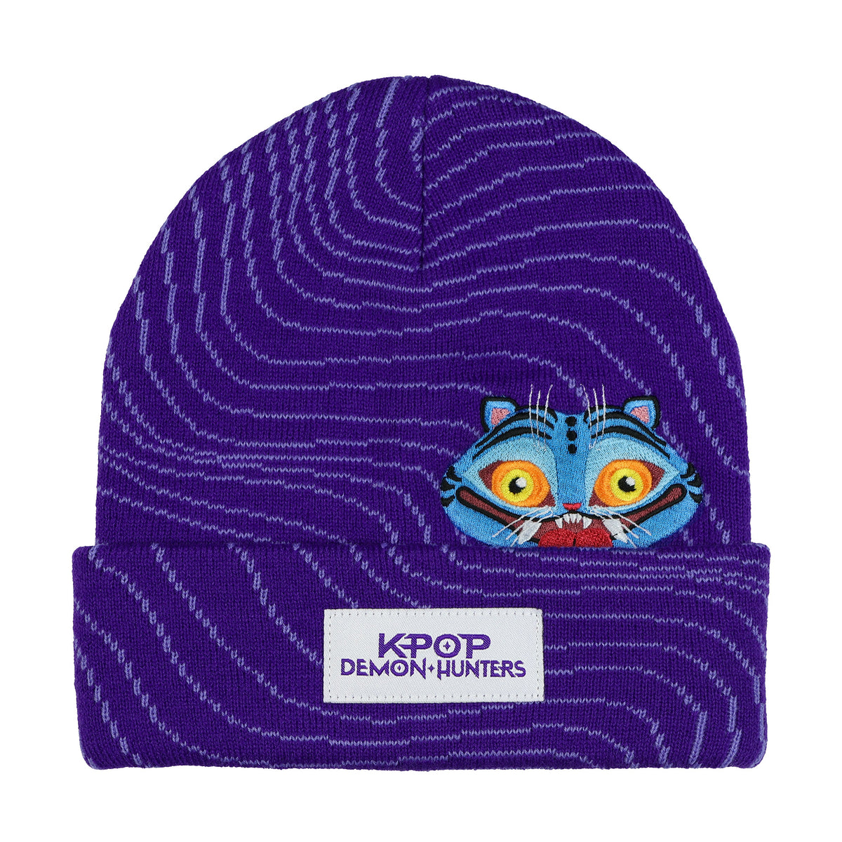 K-Pop Demon Hunters Beanie Peek A Boo Derpy Tiger Knit Cuffed Hat Adult OSFM