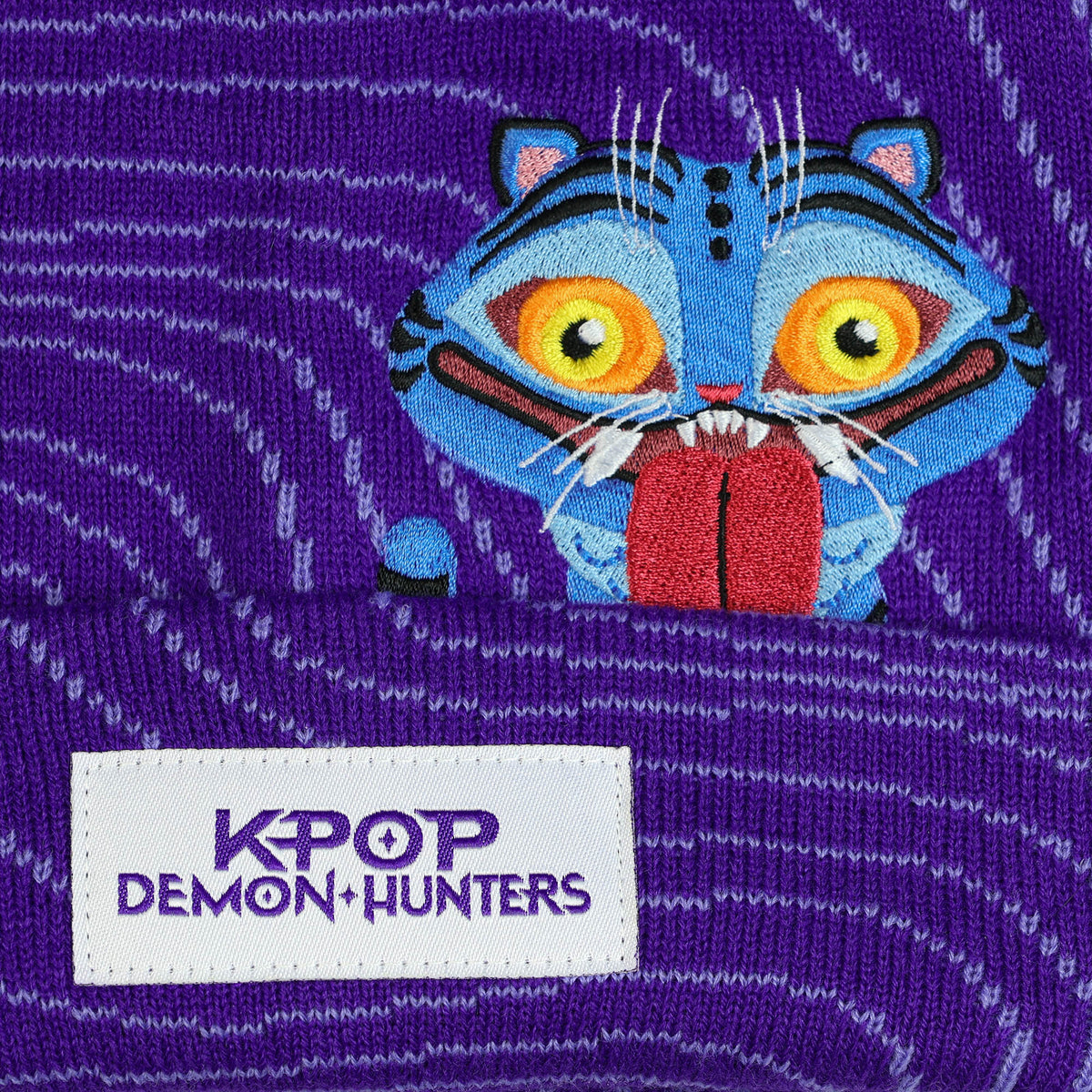 K-Pop Demon Hunters Beanie Peek A Boo Derpy Tiger Knit Cuffed Hat Adult OSFM