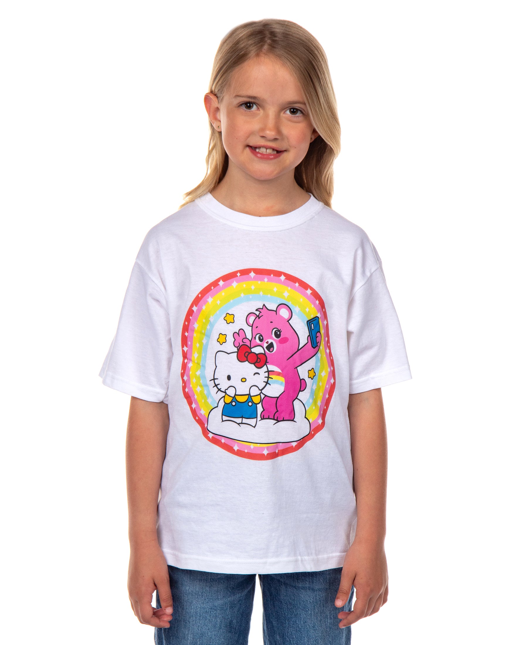 Hello Kitty and Friends x Care Bears Girls' T-Shirt Selfie Tee (L, 10/12) - Seven Times Six