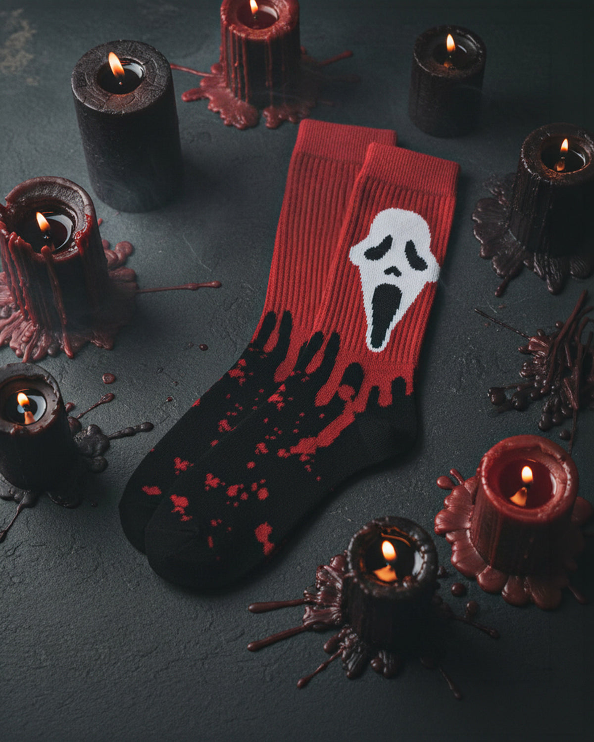 Ghostface Men's Horror Movie Mask Mid-Calf Crew Socks 1 Pair