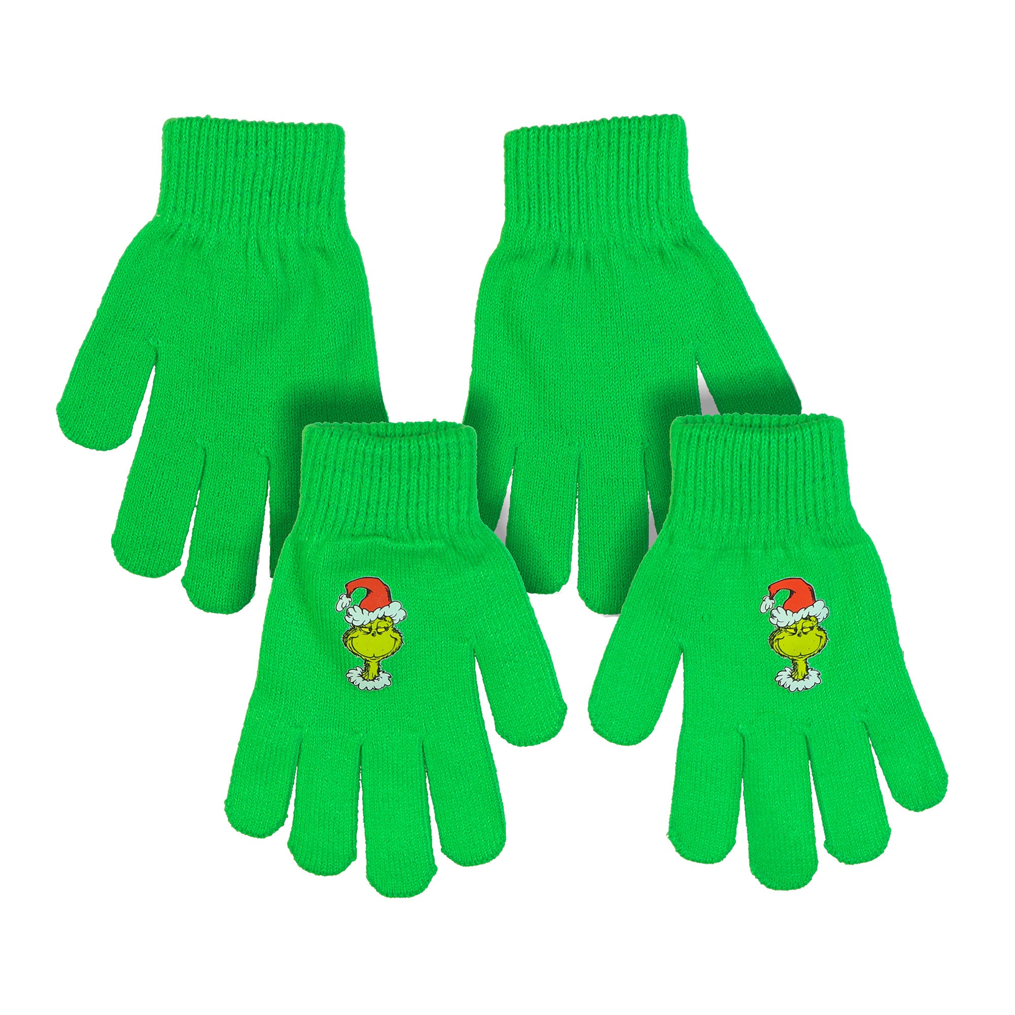 Dr. Seuss The Grinch Naughty and Nice Kid's Double-Sided Cuff Beanie Glove Set
