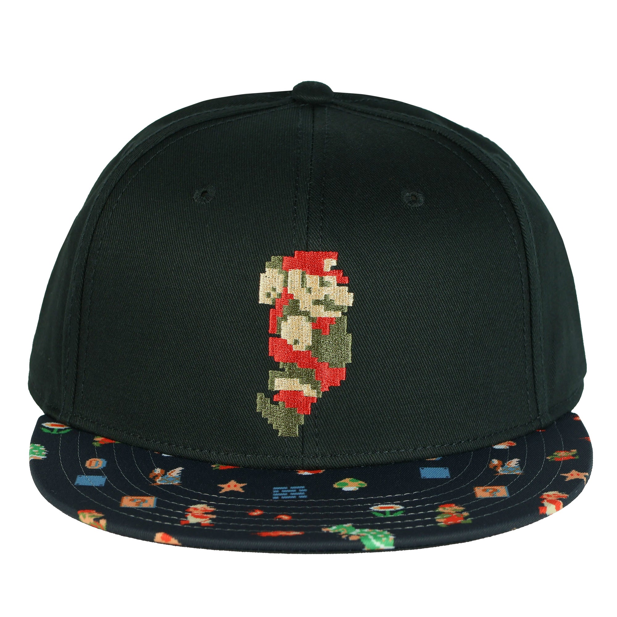 Super Mario Hat Embroidered Mario Patch Adult Flat Bill Adjustable Baseball Cap