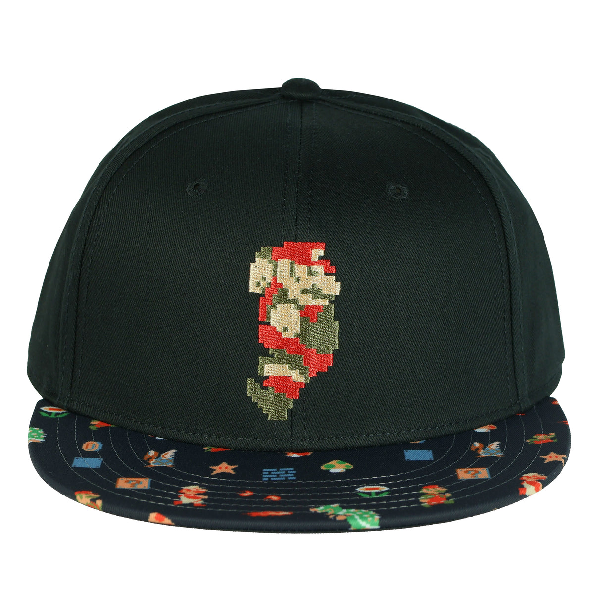 Super Mario Hat Embroidered Mario Patch Adult Flat Bill Adjustable Baseball Cap