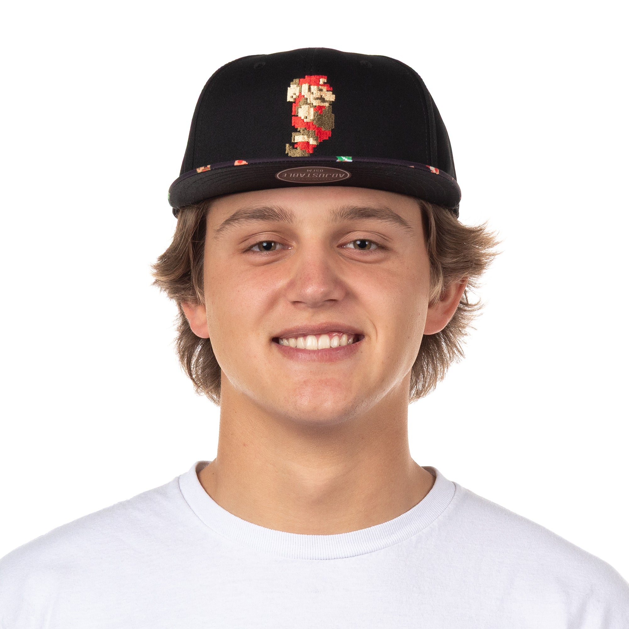 Super Mario Hat Embroidered Mario Patch Adult Flat Bill Adjustable Baseball Cap