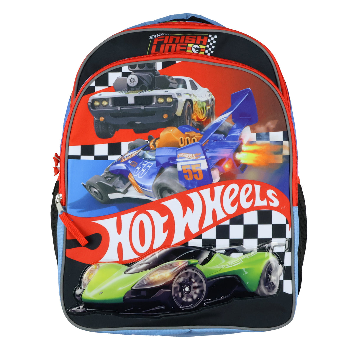 Hot Wheels Backpack Finish Line Racing Design 16" School Bag