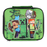 Minecraft Lunch Box Creeper Zombie Skeleton Steve Alex Textured Insulated Tote