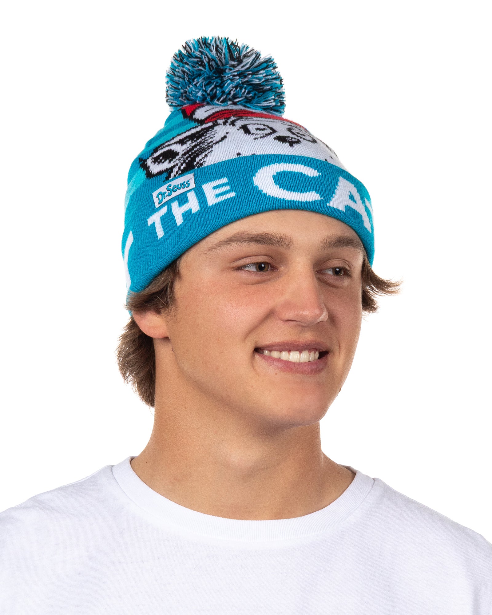The Cat in the Hat Beanie Cuffed Jacquard Pom Beanie Hat Cap
