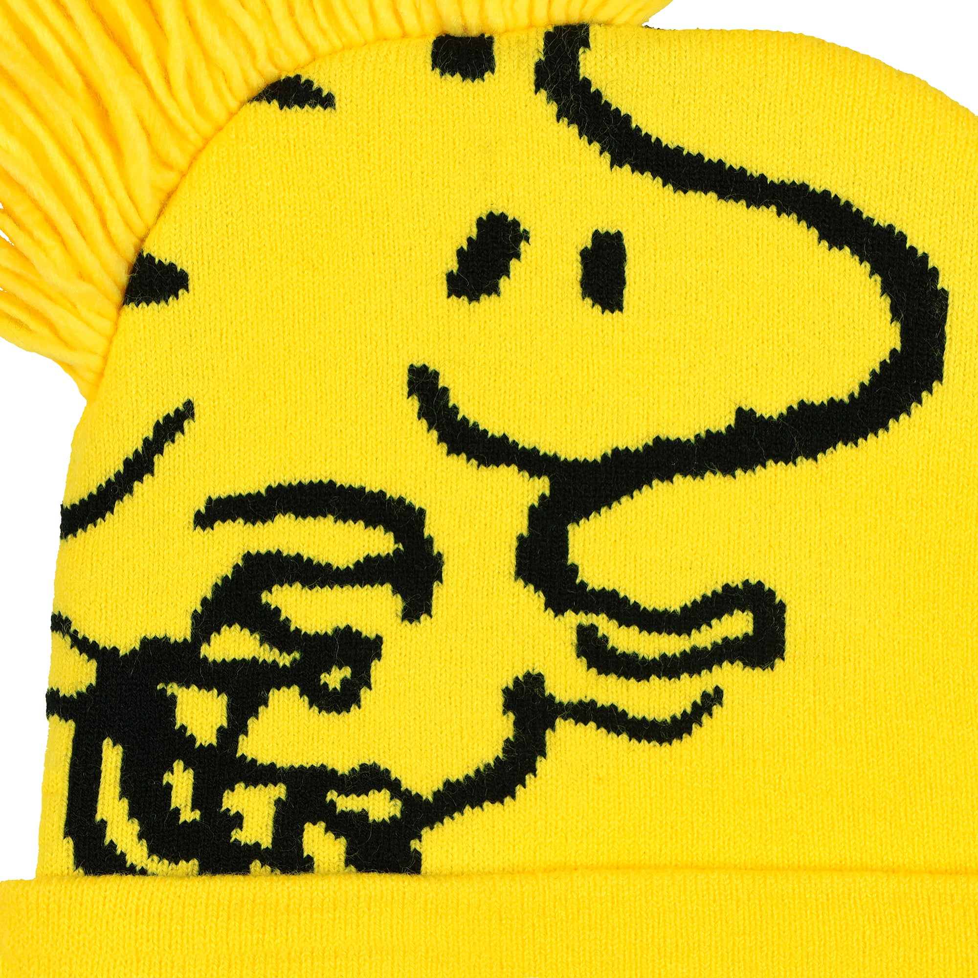 Peanuts Woodstock Beanie 3D Hair Character Cuffed Pom Beanie Hat Cap
