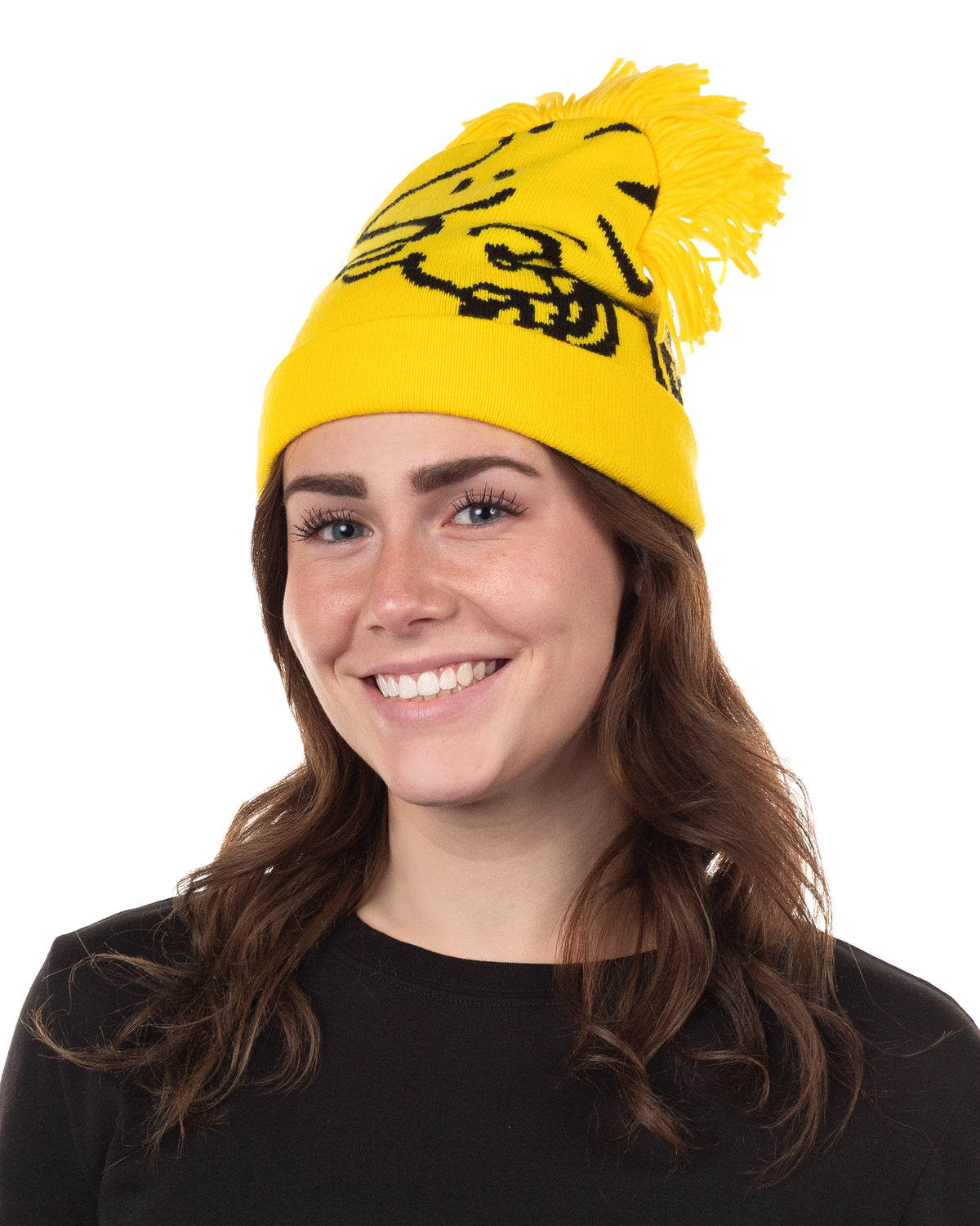 Peanuts Woodstock Beanie 3D Hair Character Cuffed Pom Beanie Hat Cap