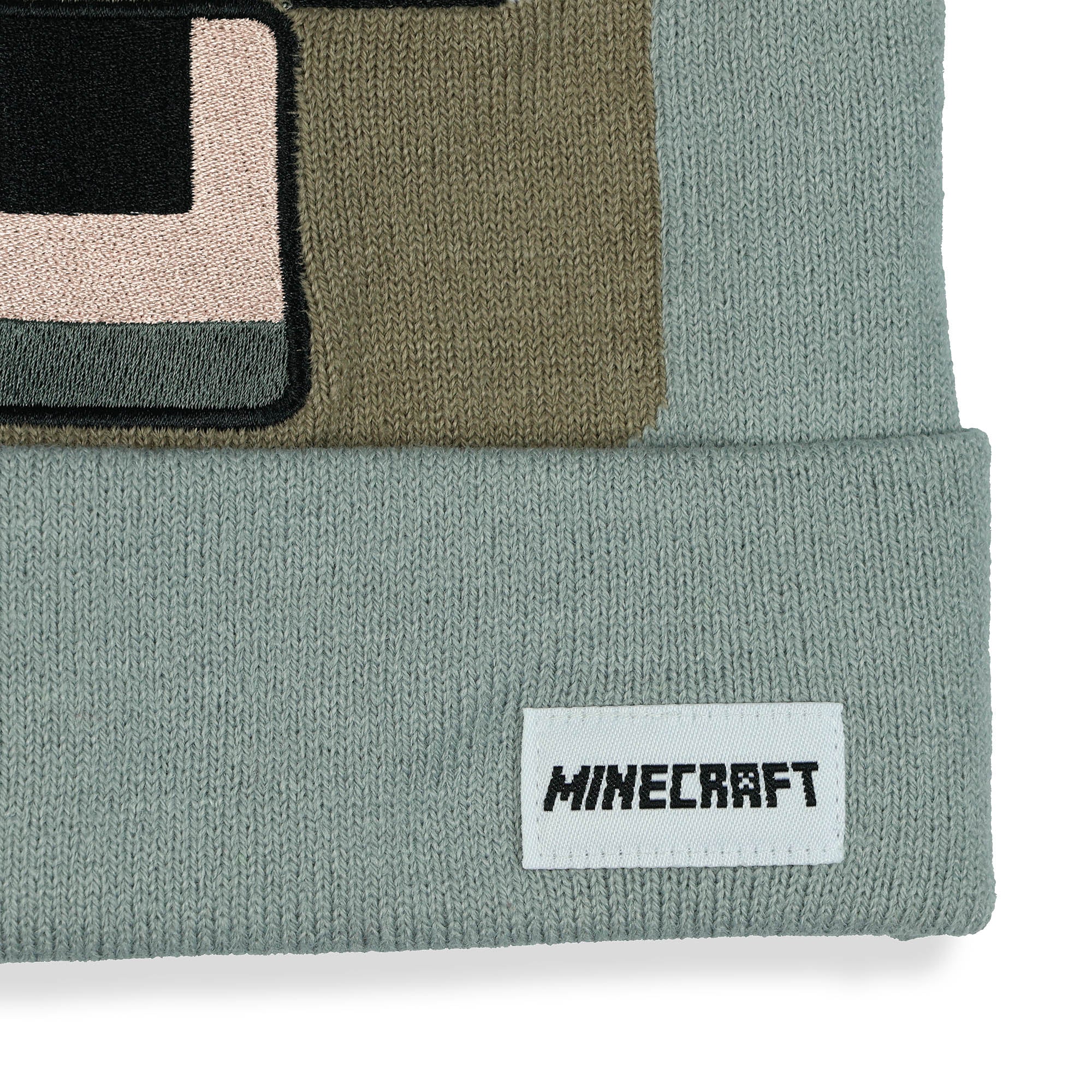 Minecraft Beanie Pale Wolf Pixel Design Cuffed Knit Hat with 3D Ears